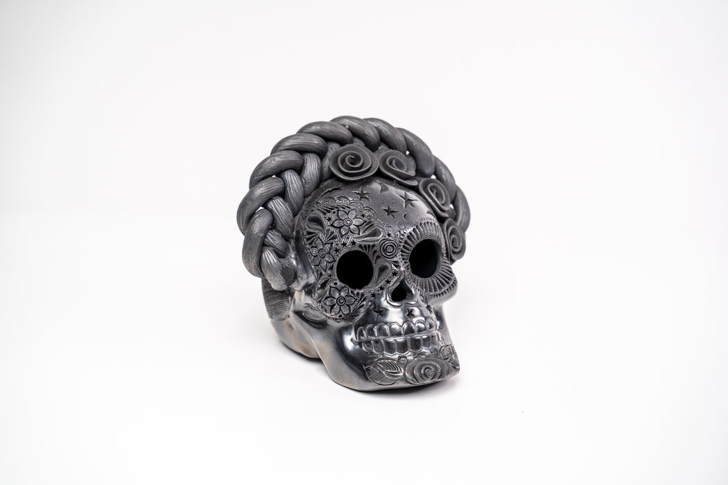 La Catrina de Barro Negro: Frida Kahlo Inspired Ceramic Skull