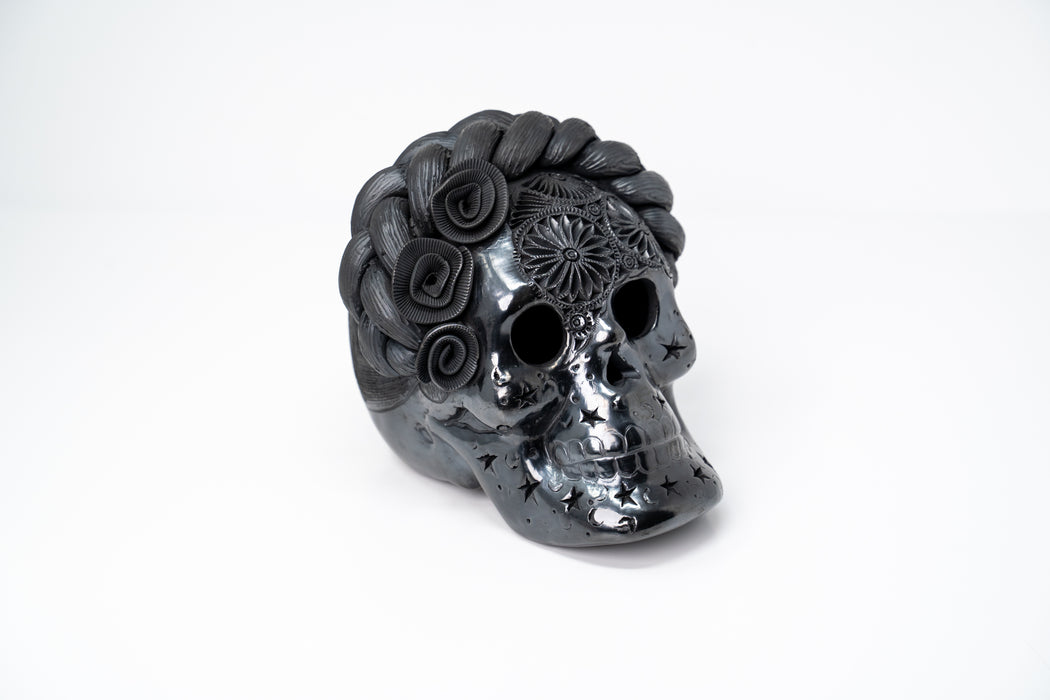 La Catrina de Barro Negro: Frida Kahlo Inspired Ceramic Skull