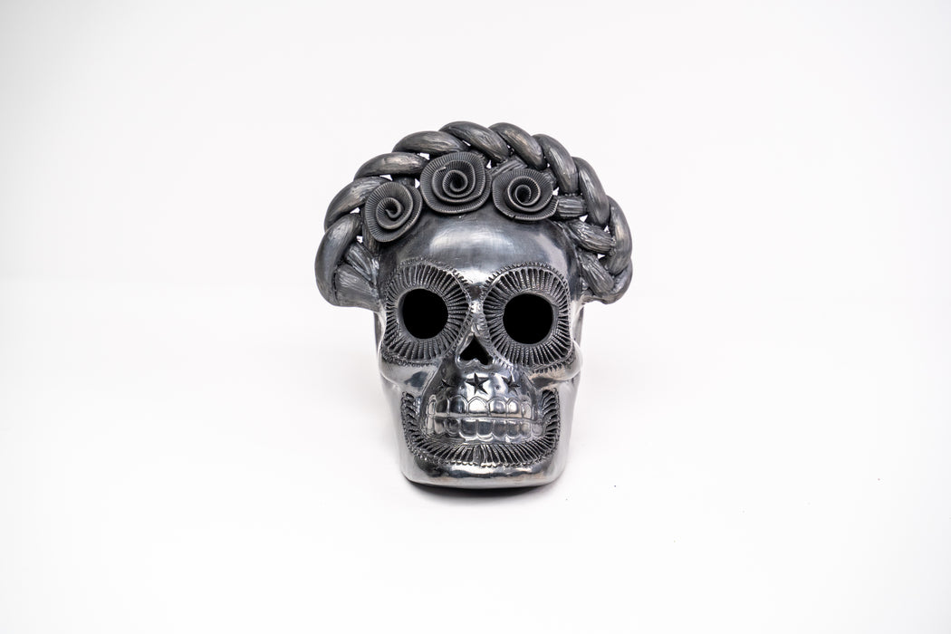 La Catrina de Barro Negro: Frida Kahlo Inspired Ceramic Skull