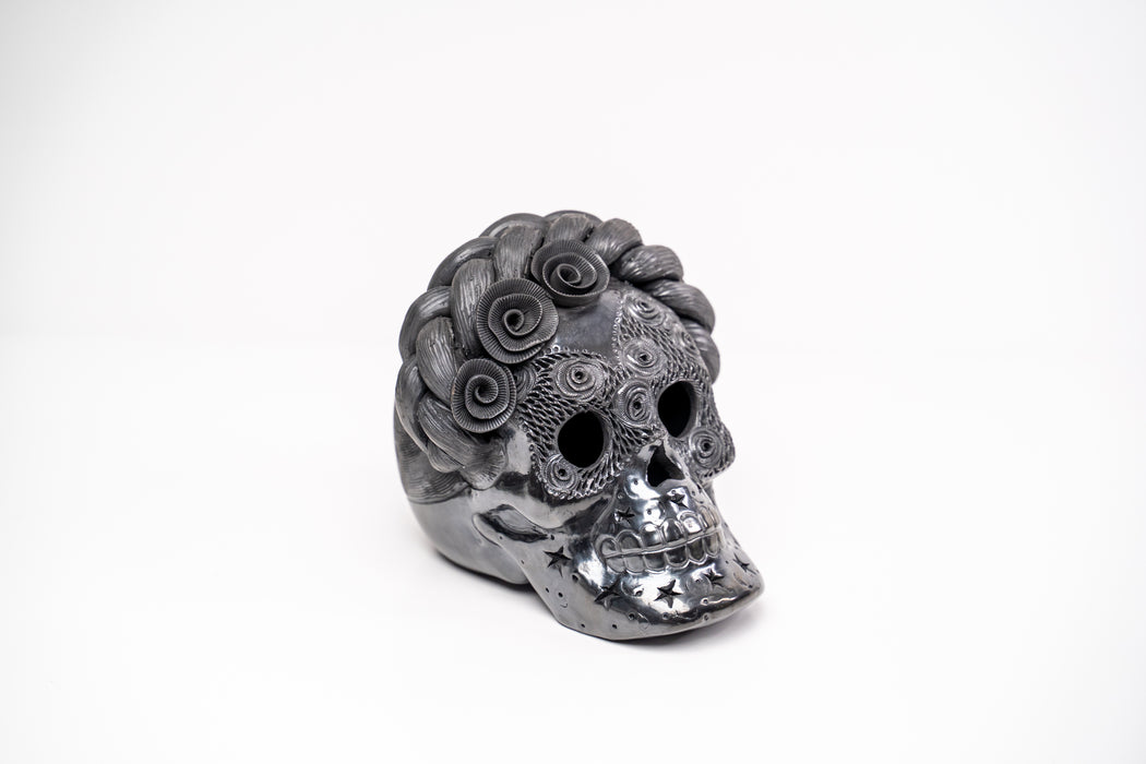 La Catrina de Barro Negro: Frida Kahlo Inspired Ceramic Skull