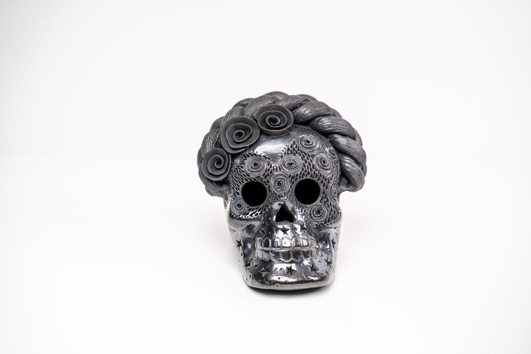 La Catrina de Barro Negro: Frida Kahlo Inspired Ceramic Skull