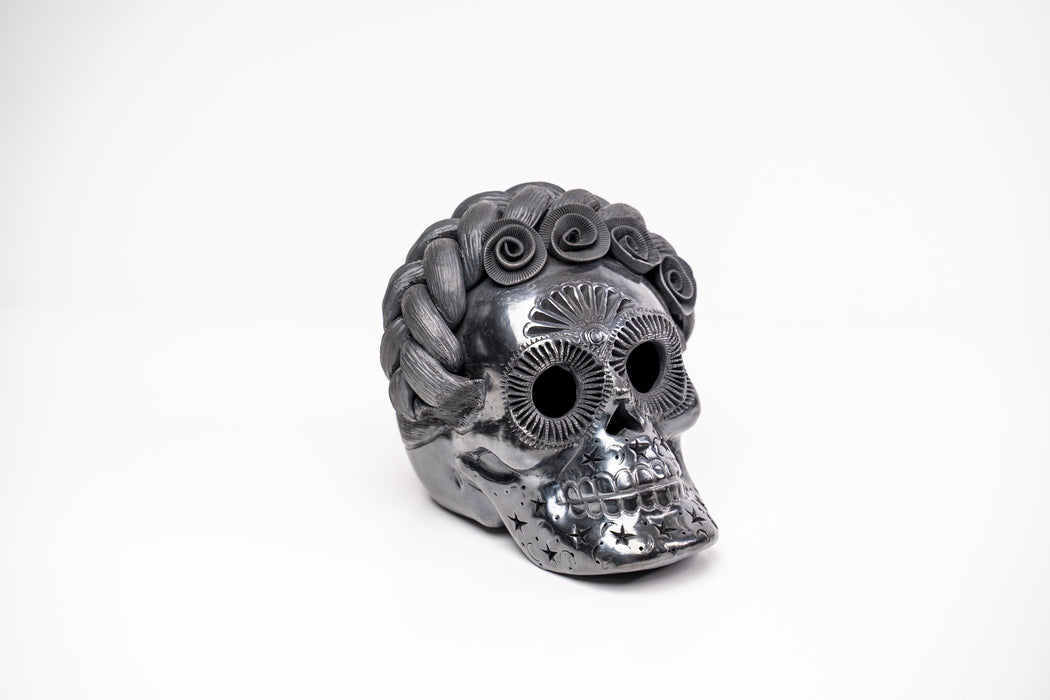 La Catrina de Barro Negro: Frida Kahlo Inspired Ceramic Skull