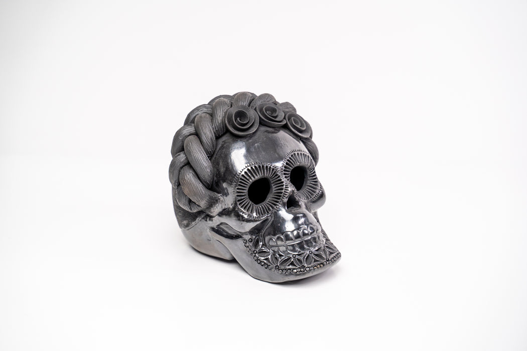 La Catrina de Barro Negro: Frida Kahlo Inspired Ceramic Skull