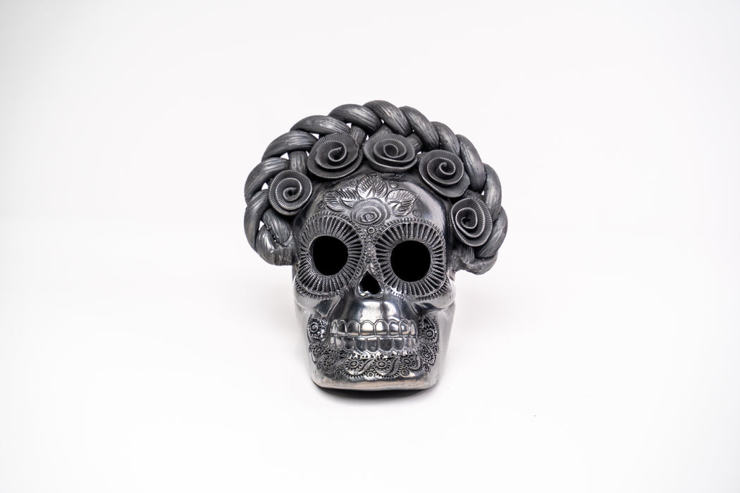 La Catrina de Barro Negro: Frida Kahlo Inspired Ceramic Skull
