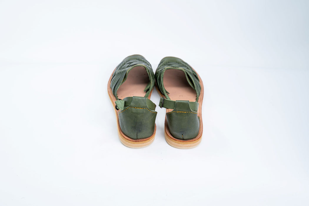 Army Green Cross Open-Toe Huaraches