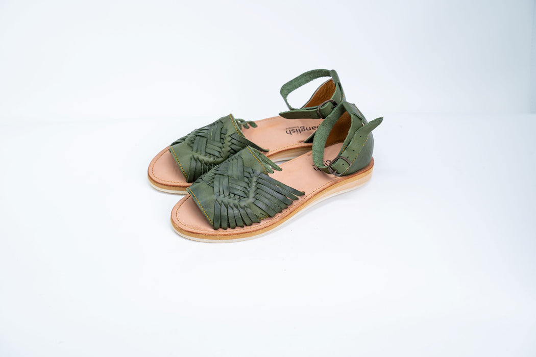 Army Green Cross Open-Toe Huaraches