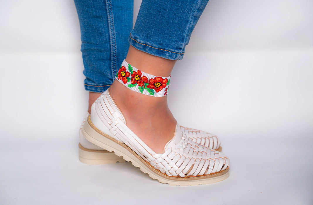 Beaded Mexican Flowers Anklet