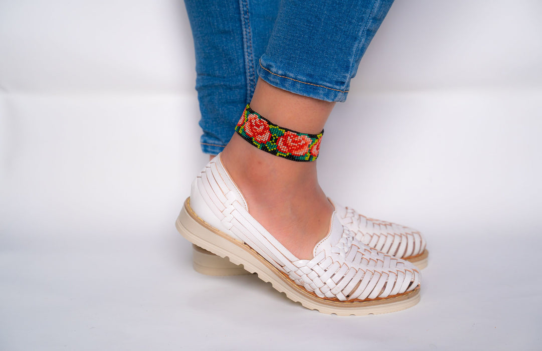 Beaded Pink Rose Anklet