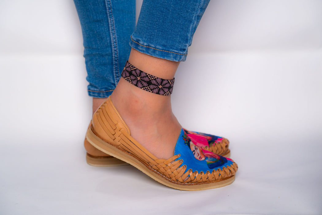 Beaded Purple Peyote (Flower) Anklet