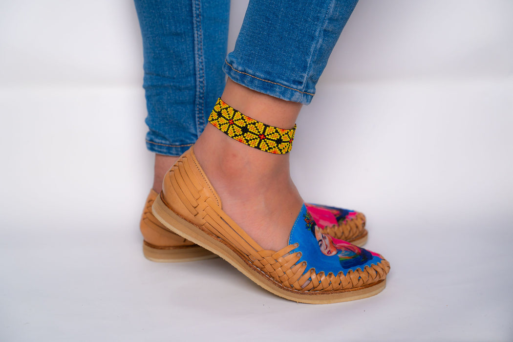 Beaded Warm Hues Peyote (Flower) Anklet