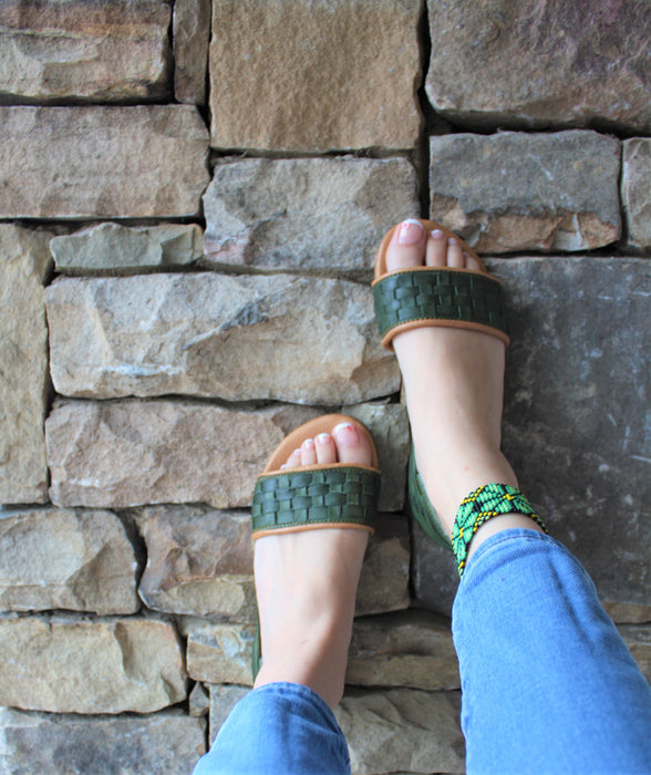 Green Comfort Flats Huaraches