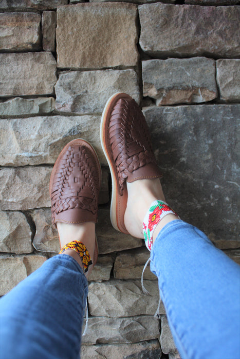 Brown Open Heel Slip On Huaraches