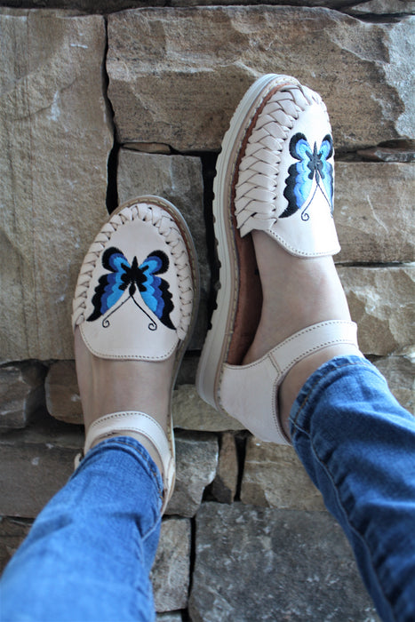 White Butterfly Platform Huaraches