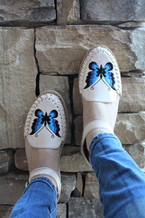 White Butterfly Platform Huaraches