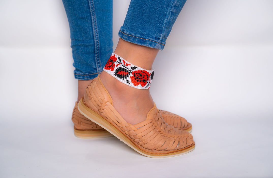 Large Rose Beaded Anklet