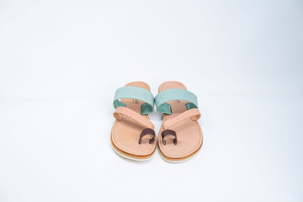 Playa (Beach) Floral Teal/Tan Huaraches