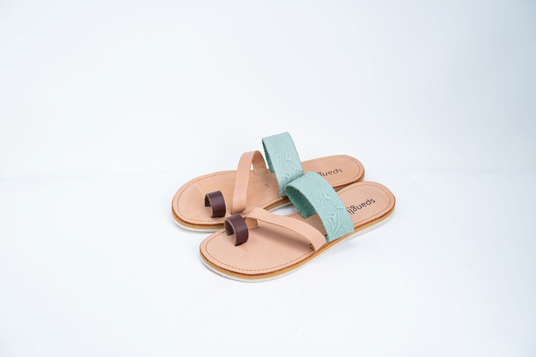 Playa (Beach) Floral Teal/Tan Huaraches
