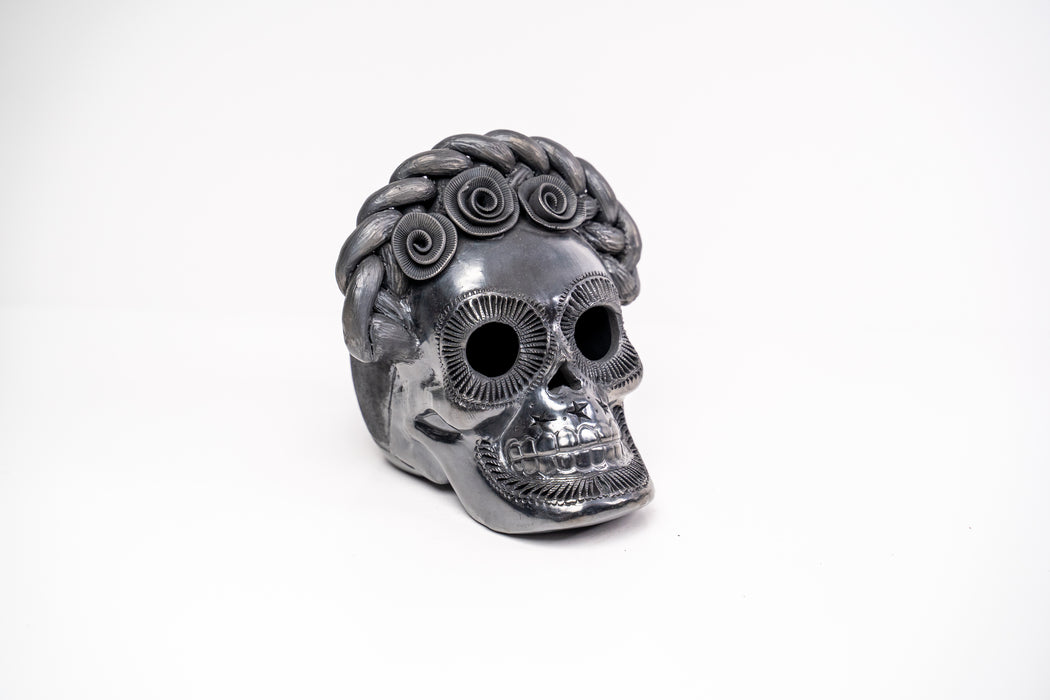 La Catrina de Barro Negro: Frida Kahlo Inspired Ceramic Skull