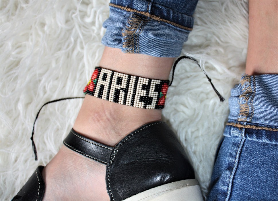 Zodiac Aries Beaded Anklet