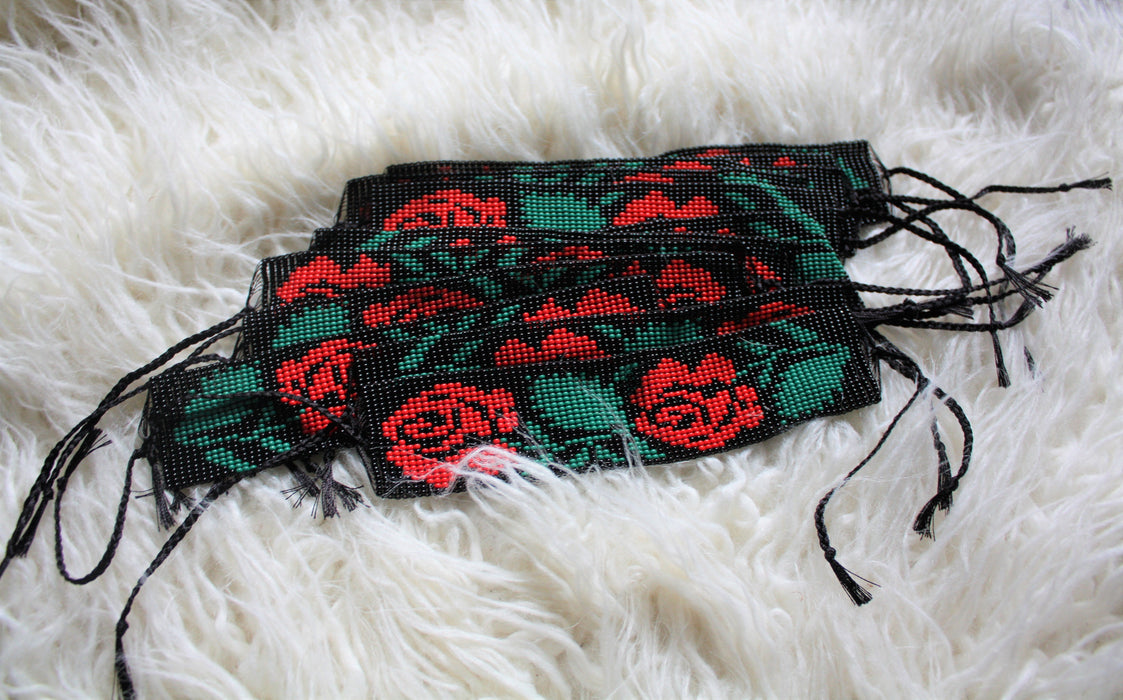Mexican Beaded Rose Anklet