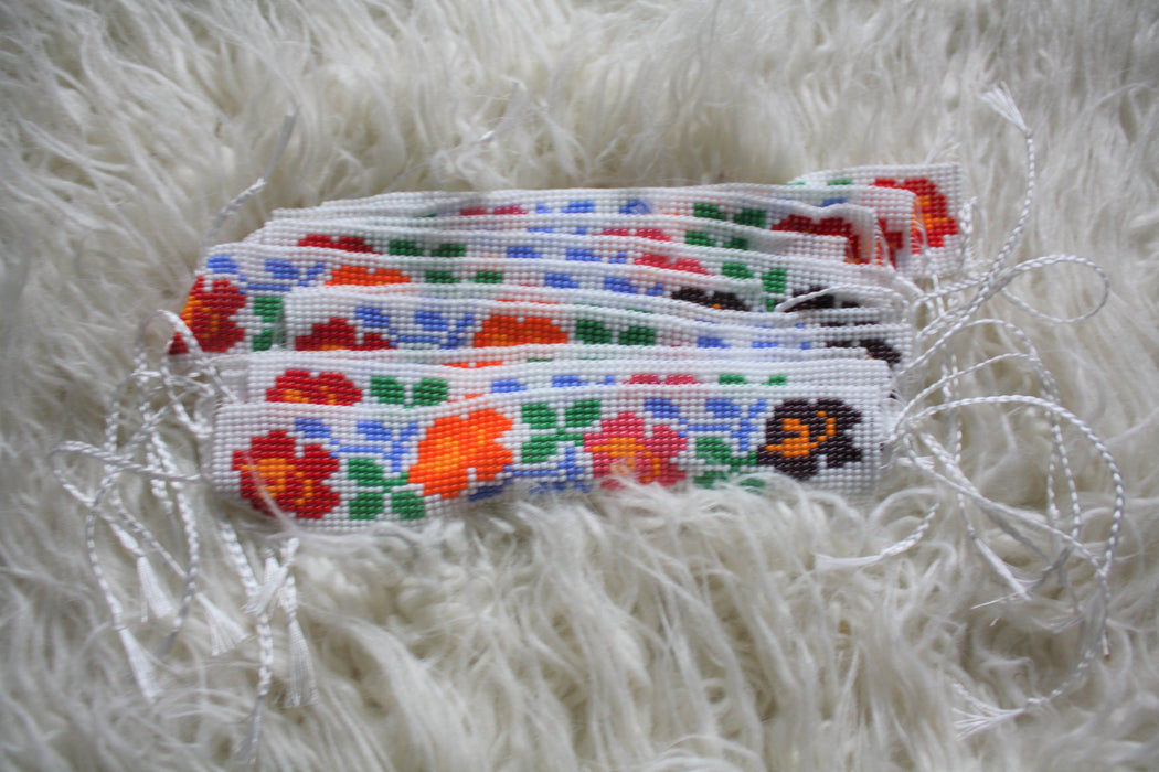 Beaded Mexican Flowers Anklet